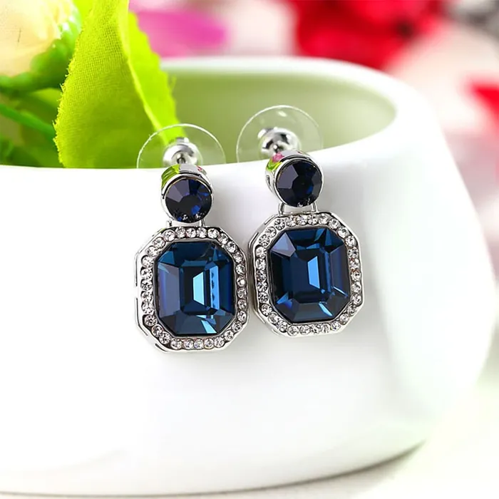 Kairangi Kairangi Drop Earrings for Women Silver Plated Classic Crystal Blue Drop Earrings for Women and Girls Earrings