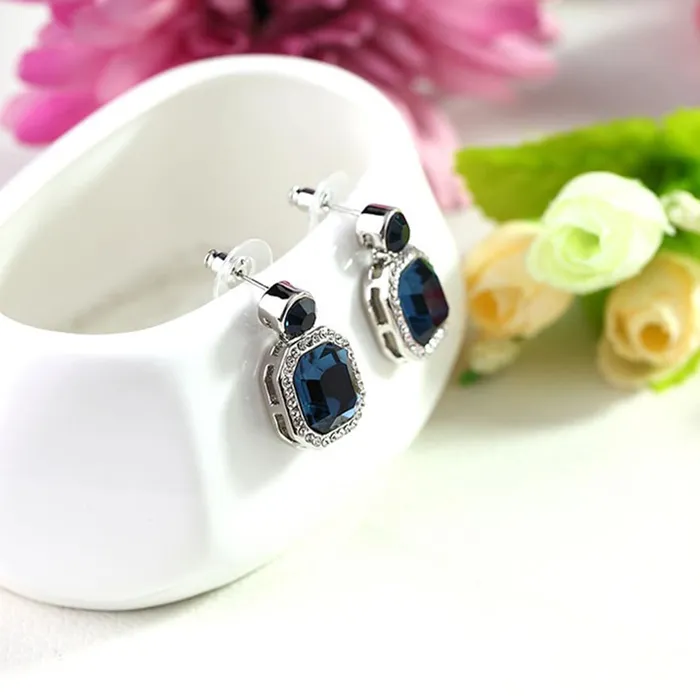 Kairangi Kairangi Drop Earrings for Women Silver Plated Classic Crystal Blue Drop Earrings for Women and Girls Earrings