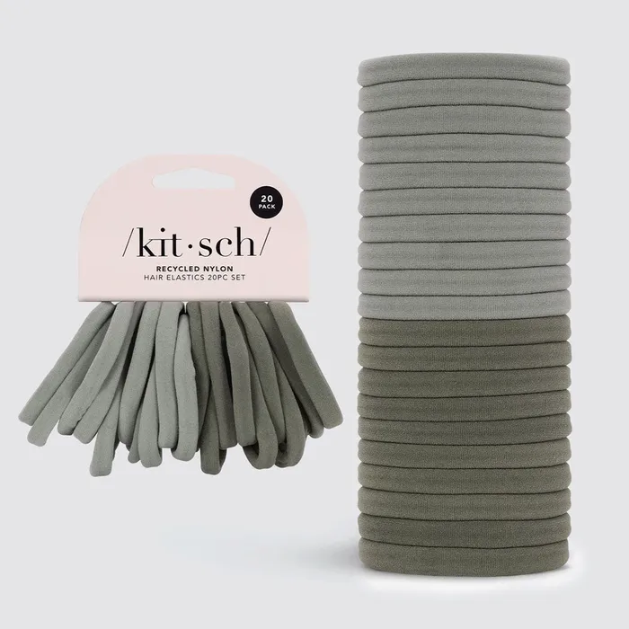 KITSCH Earrings Elastische recycelte Haarbnder 20er Pack Eukalyptus KITSCH