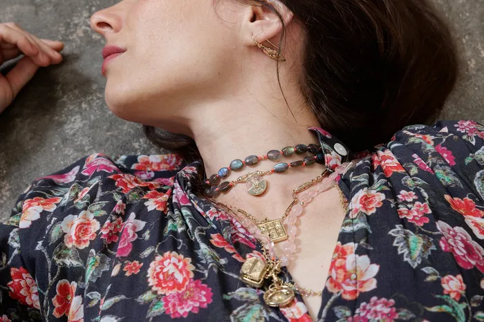 LAltelier Plume Necklaces Coffee Bean Necklace Labradorite