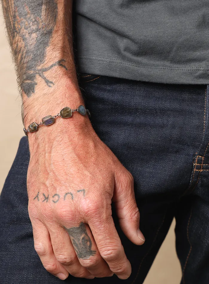 Labradorite and Sterling Silver Links Bracelet for Men WE ARE ALL SMITH Mens Jewelry Clothing Bracelets Labradorite and Sterling Silver Links Bracelet for Men WE ARE ALL SMITH Mens Jewelry Clothing Bracelets