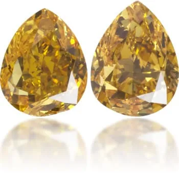 Langerman Diamonds Earrings Natural Orange Diamond Pear Shape 043 ct set