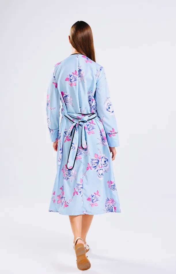 Light Blue Floral Kimono One Size Candlewick Gift Shop Rings