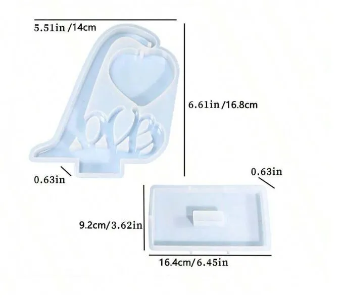 Love Calligraphed Photo frame Silicone Mold Resin Art Hub Necklaces