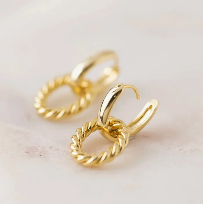 Lovers Tempo Blanche Click Hoop Earrings Gold Earrings
