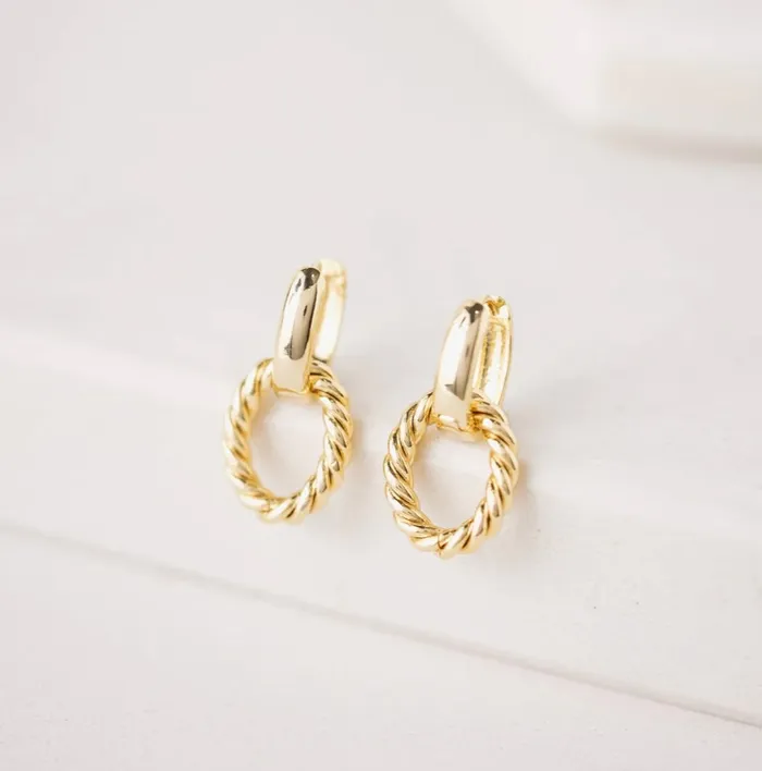 Lovers Tempo Blanche Click Hoop Earrings Gold Earrings