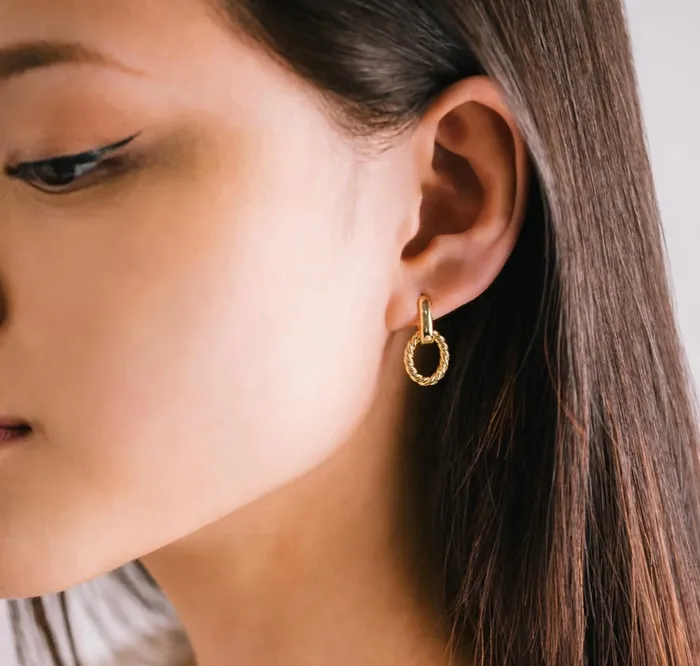 Lovers Tempo Blanche Click Hoop Earrings Gold Earrings