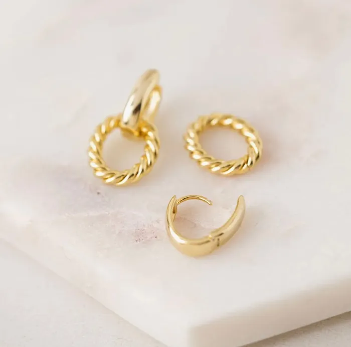Lovers Tempo Blanche Click Hoop Earrings Gold Earrings