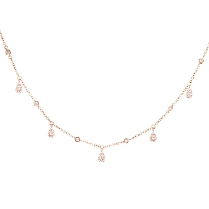 Luna Skye 14kt Gold Mini Teardrop Diamond Drip Choker Necklace Necklaces