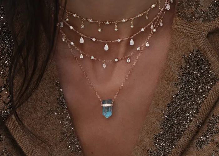 Luna Skye 14kt Gold Mini Teardrop Diamond Drip Choker Necklace Necklaces Luna Skye 14kt Gold Mini Teardrop Diamond Drip Choker Necklace Necklaces