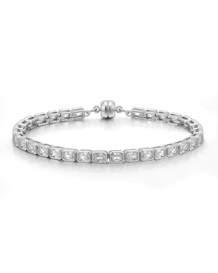 LUV AJ Bracelets BEZEL EMERALD BALLIER BRACELET CLEAR