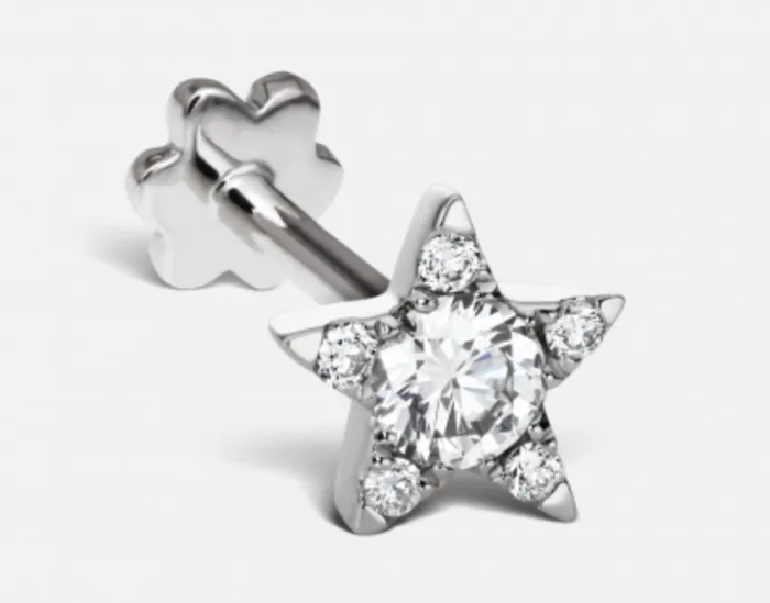 Maria Tash Earrings 55mm Diamond Star Threaded Stud