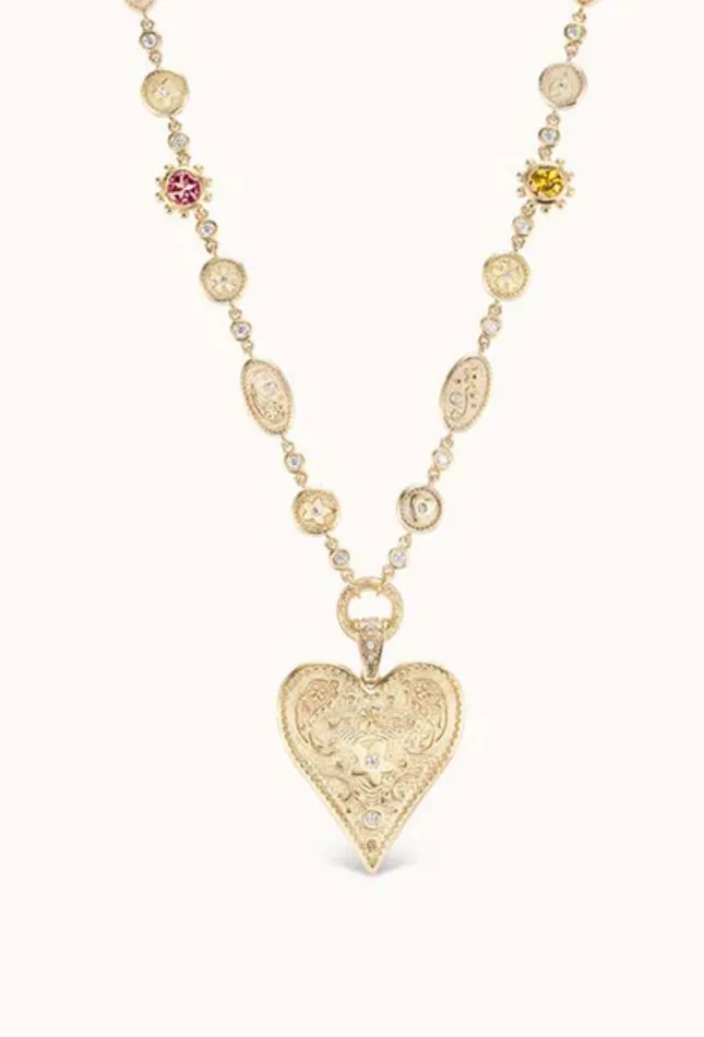 Marlo Laz Necklaces LARGE SOUTHWESTERN HEART NECKLACE TOURMALINE