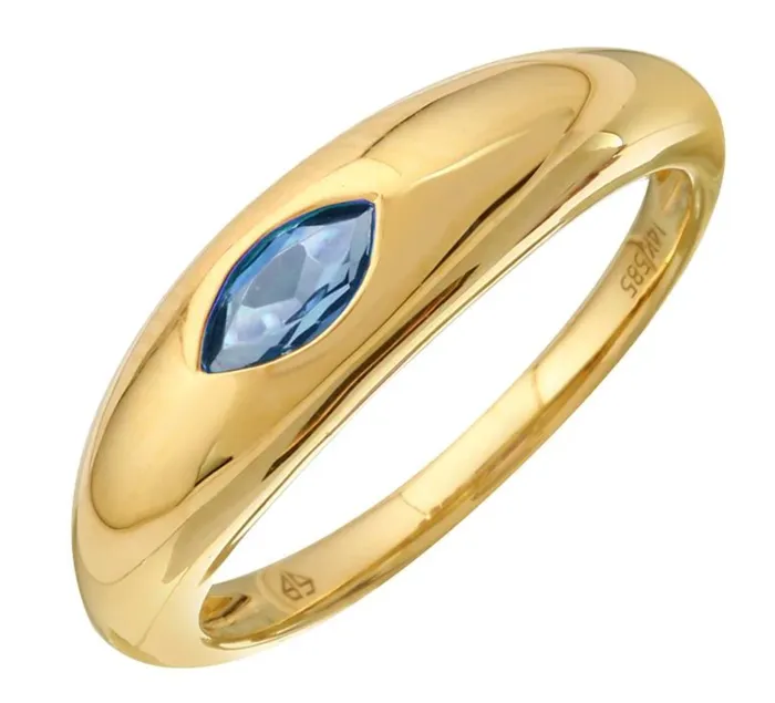 Marquise Stone Dome Ring Blue Topaz Alev Rings