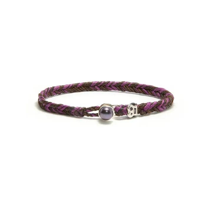 Max Icon Fishtail Button Bracelet in Aubergine Fleck Scosha Bracelets