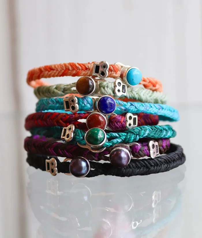 Max Icon Fishtail Button Bracelet in Tangerine Fleck Scosha Bracelets