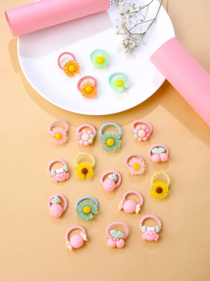 Melbees by Yellow Chimes Necklaces Melbees by Yellow Chimes Rubber Bands for Girls Kids Hair Accessories for Girls Hair Tie 20 Pcs Cute Characters Rubberbands for Kids Ponytail Holder For Baby Girls Toddlers