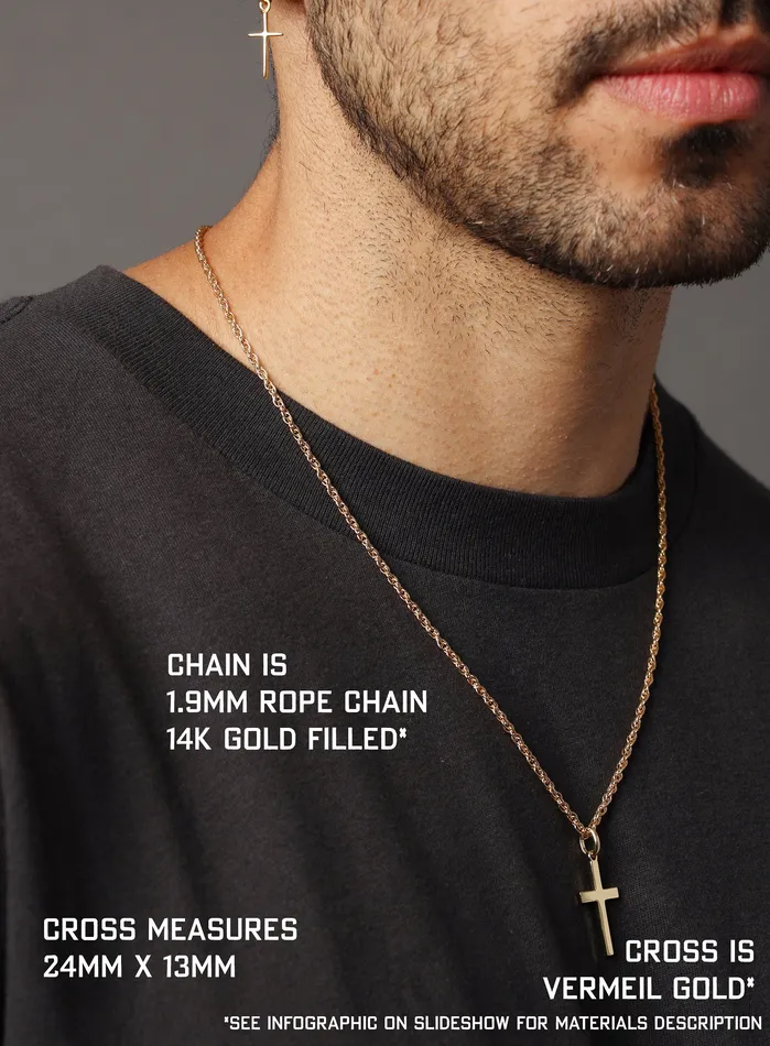 Mens Gold Cross Necklace Chain 14k Gold Filled Chain WE ARE ALL SMITH Mens Jewelry Clothing Necklaces