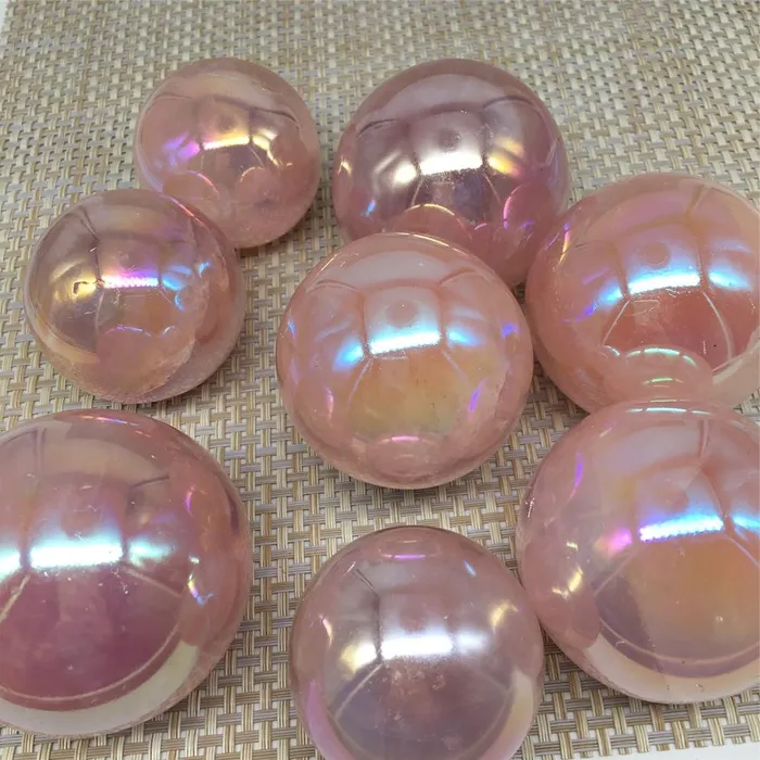 metamorphidi Earrings Angel Aura Rose Quartz Crystal Spheres