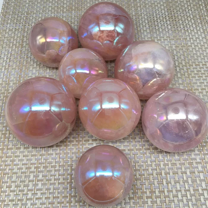 metamorphidi Earrings Angel Aura Rose Quartz Crystal Spheres