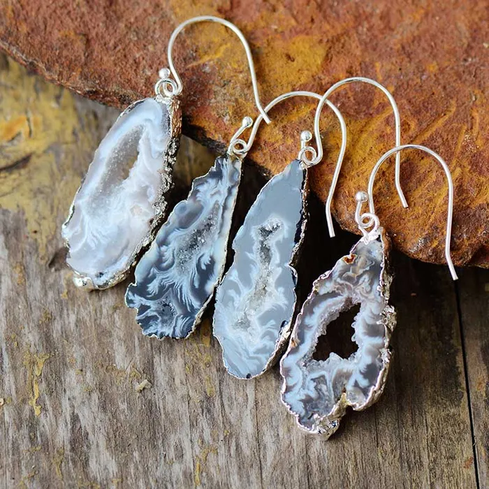 metamorphidi Earrings Natural Agate Dangle Earrings Stunning Gemstone Jewelry
