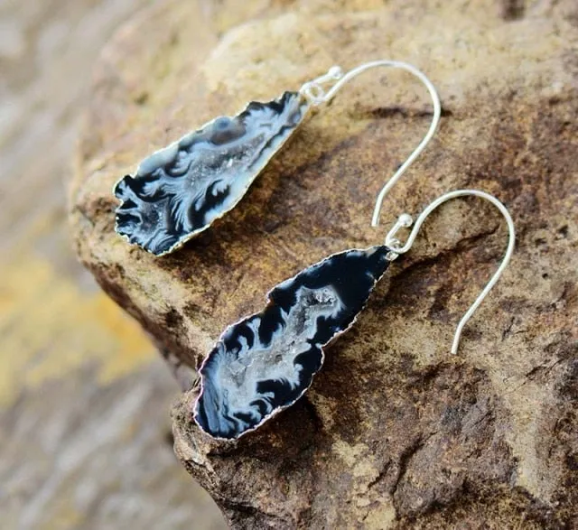 metamorphidi Earrings Natural Agate Dangle Earrings Stunning Gemstone Jewelry
