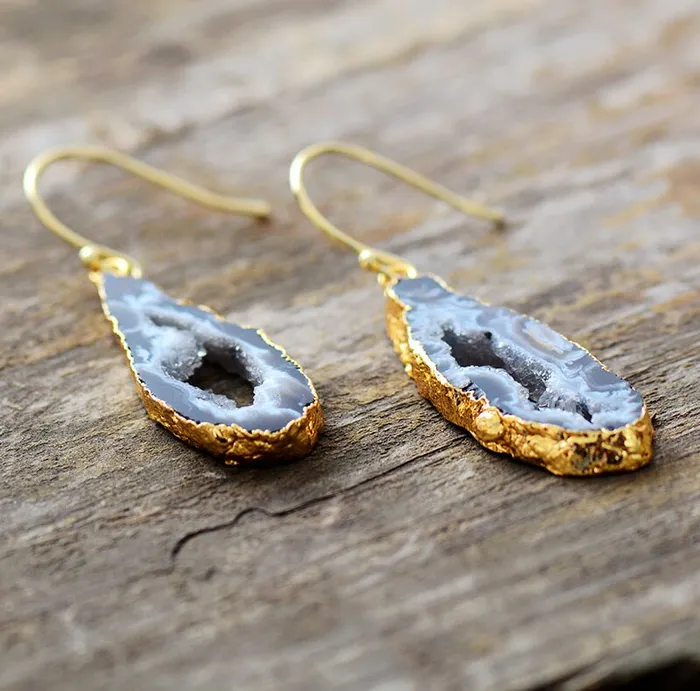 metamorphidi Earrings Natural Agate Dangle Earrings Stunning Gemstone Jewelry
