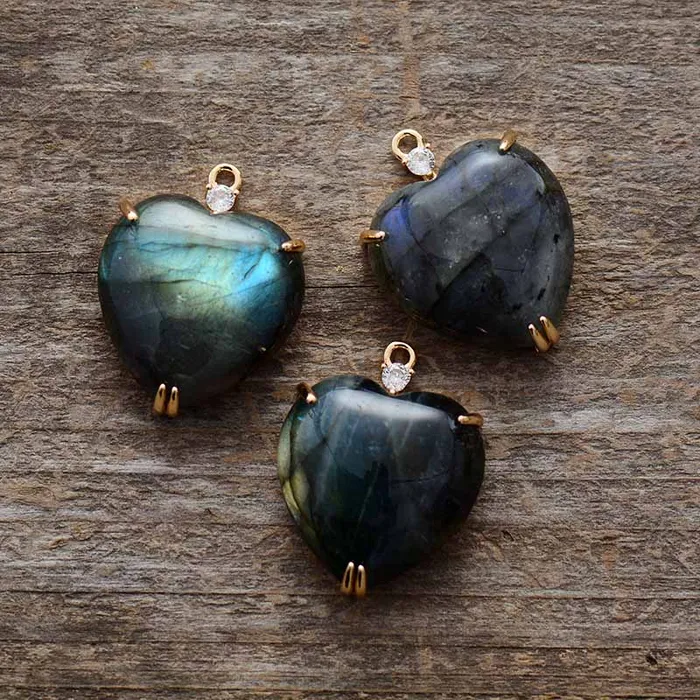 metamorphidi Necklaces Labradorite Heart Pendant Necklace Harness the Healing Power of Labradorite