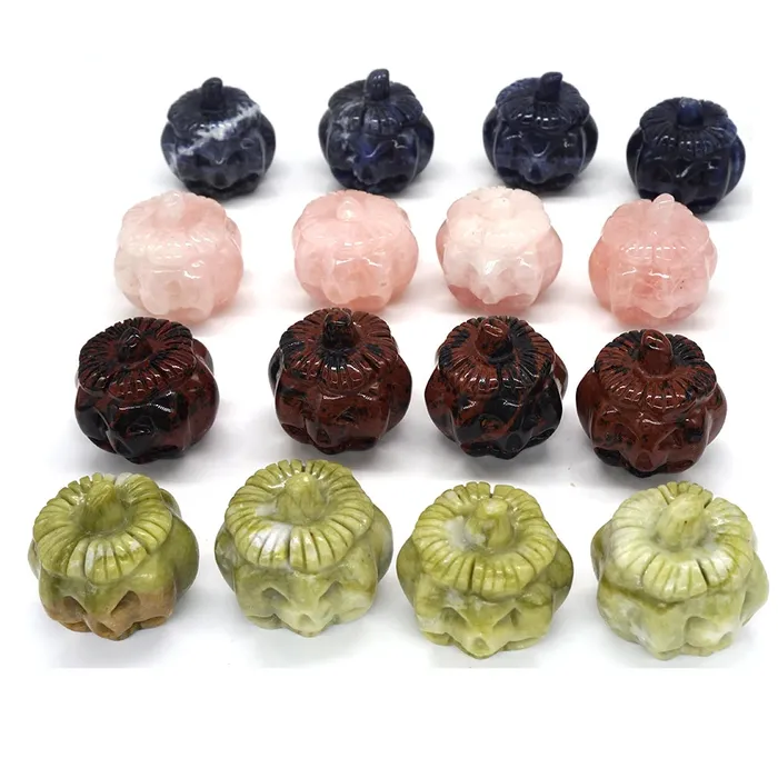 Metamorphidi Rings Pumpkin Skull Statue Natural Stone Ornament