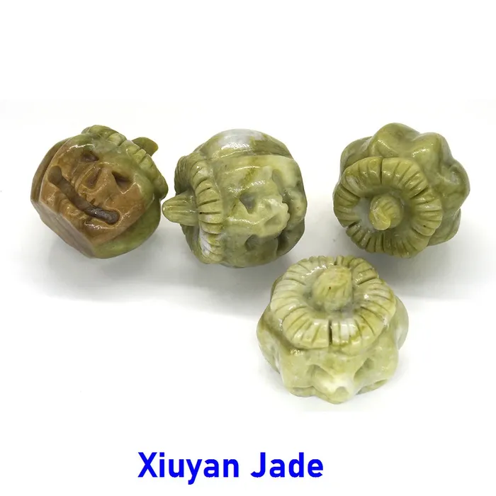 Metamorphidi Rings Pumpkin Skull Statue Natural Stone Ornament