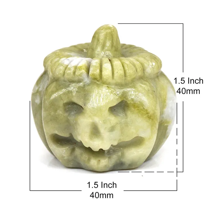 Metamorphidi Rings Pumpkin Skull Statue Natural Stone Ornament