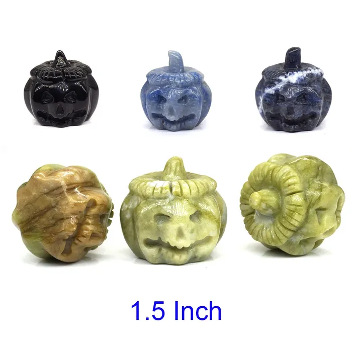 Metamorphidi Rings Pumpkin Skull Statue Natural Stone Ornament