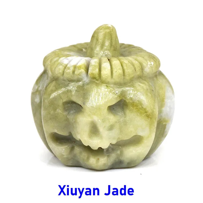 Metamorphidi Rings Pumpkin Skull Statue Natural Stone Ornament