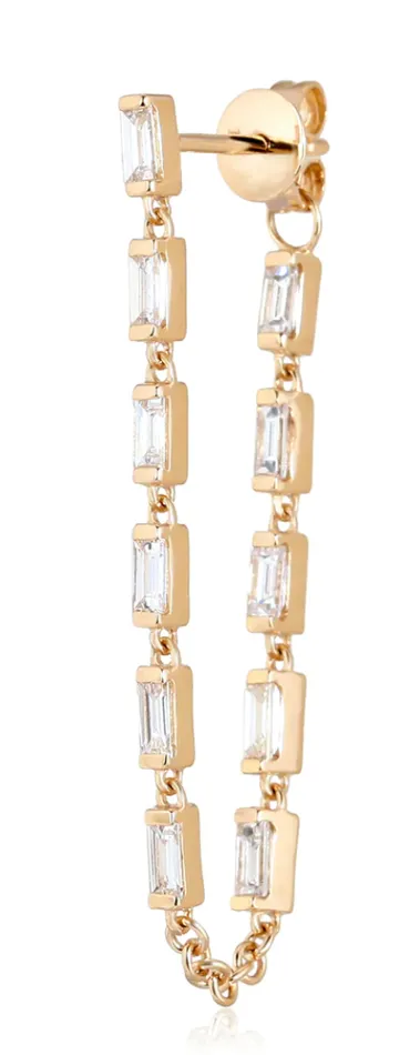 Millo Jewelry BAGUETTE DIAMOND DROP EARRINGS SINGLE Earrings
