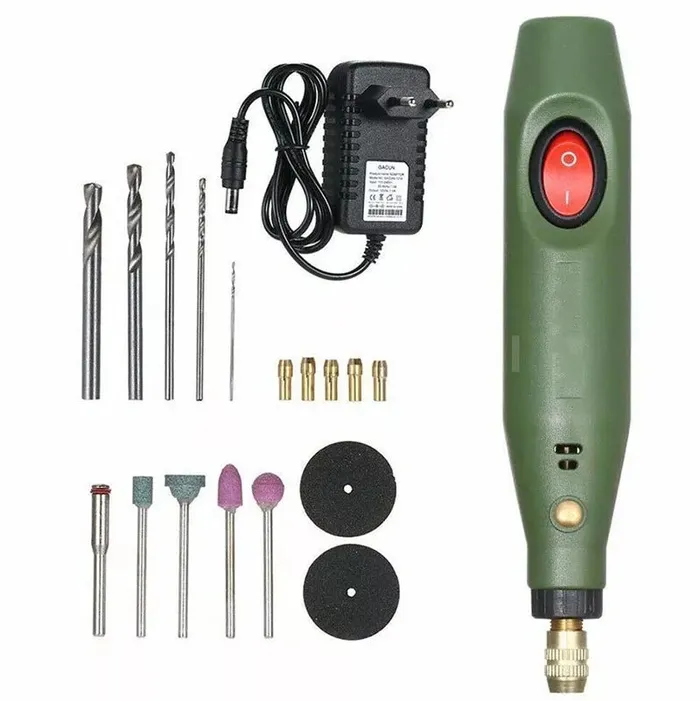 Mini Electric Drill Set Variable Speed with EU AC Adapter Resinarthub Rings