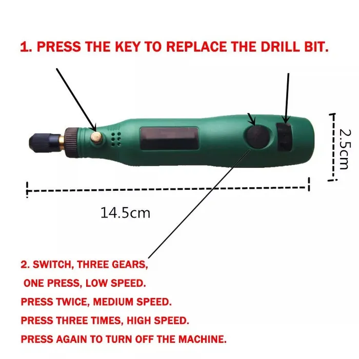 Mini Electric Drill Set Variable Speed with EU AC Adapter Resinarthub Rings