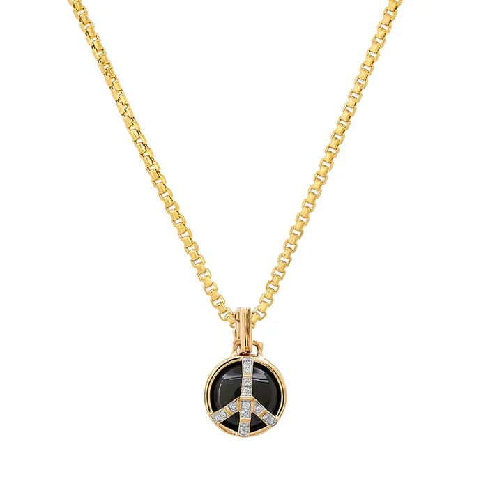 Mini Peace Pendant in onyx and Diamonds Helena Rose Necklaces