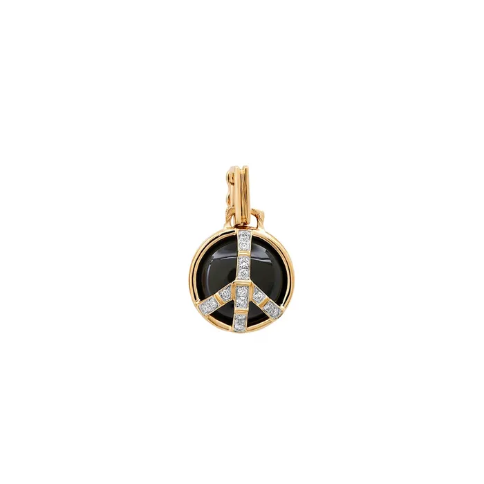 Mini Peace Pendant in onyx and Diamonds Helena Rose Necklaces
