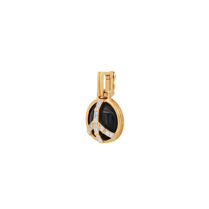 Mini Peace Pendant in onyx and Diamonds Helena Rose Necklaces