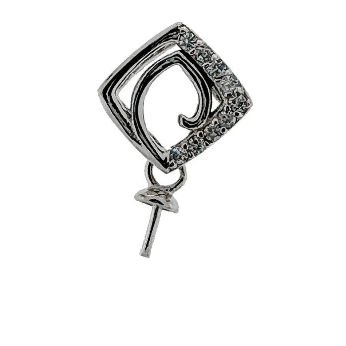 MPST072 Necklaces DIY Mount Pendant 925 Sterling Silver Geometric Square