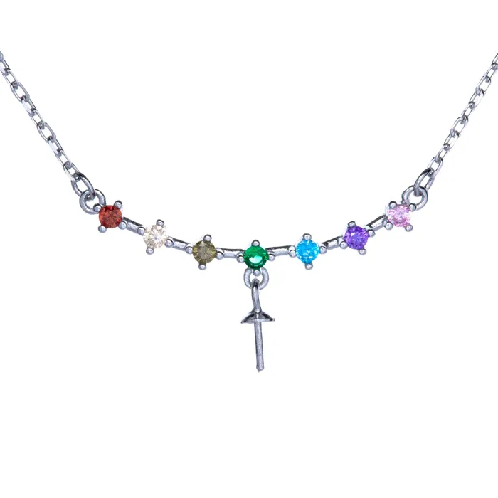 MPST Necklaces DIY Mount Pendant 925 Sterling Silver Rainbow with 18 Chain MPST Necklaces DIY Mount Pendant 925 Sterling Silver Rainbow with 18 Chain