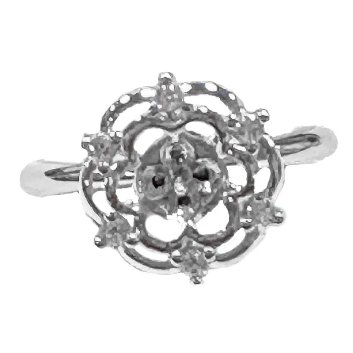 MRAST045 DIY Mount Adjustable Ring 925 Sterling Silver Rhinestone Burst Spinner Rings