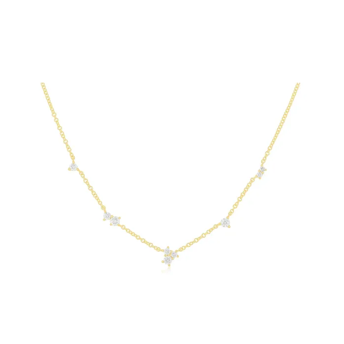 Multi Diamond Cluster Necklace ef collection Necklaces