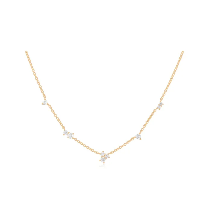 Multi Diamond Cluster Necklace ef collection Necklaces