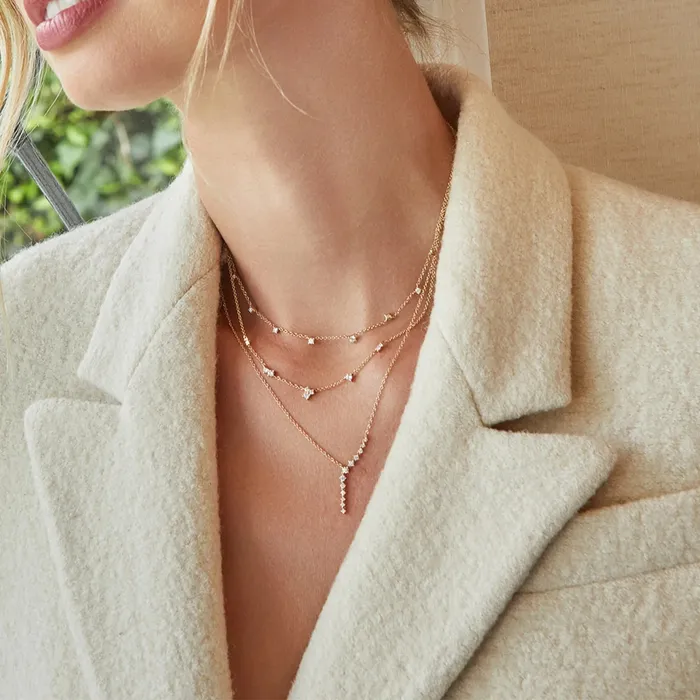 Multi Diamond Cluster Necklace ef collection Necklaces
