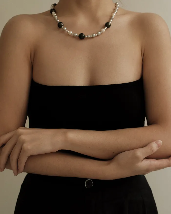 MYJN Magalie Crystal Pearl Necklace Necklaces