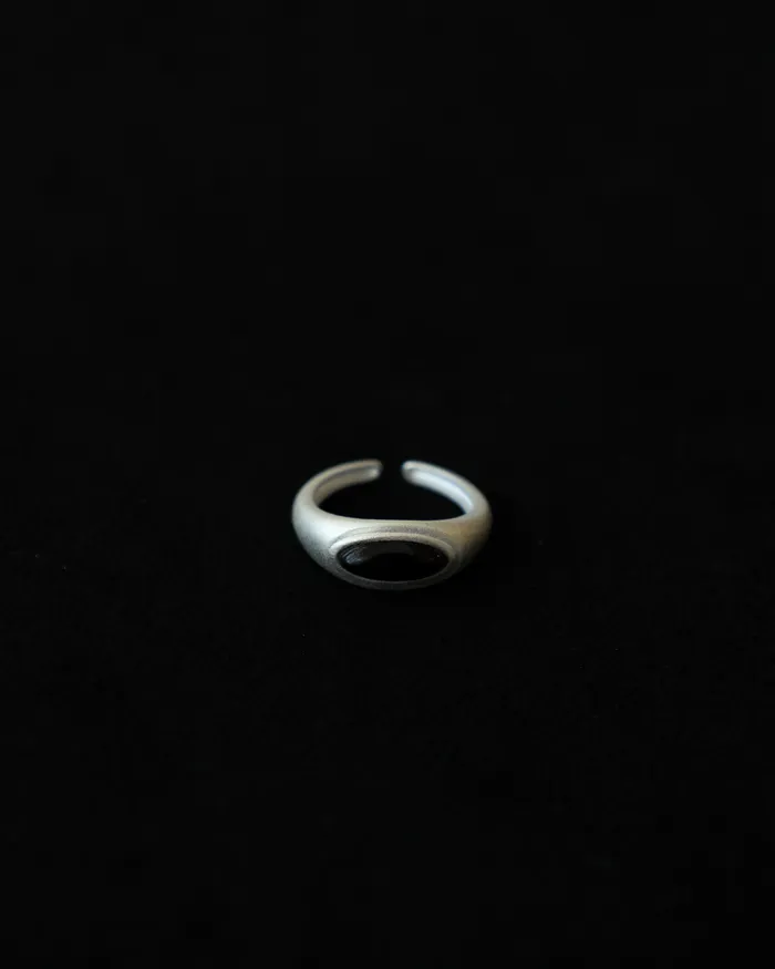 MYJN Rings Garnet Black Agate Brushed Ring
