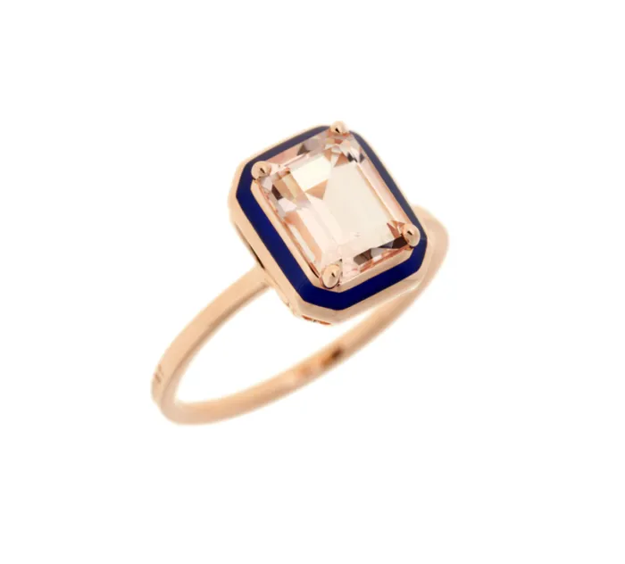 Navy Enamel Morganite Ring Selim Mouzannar Rings
