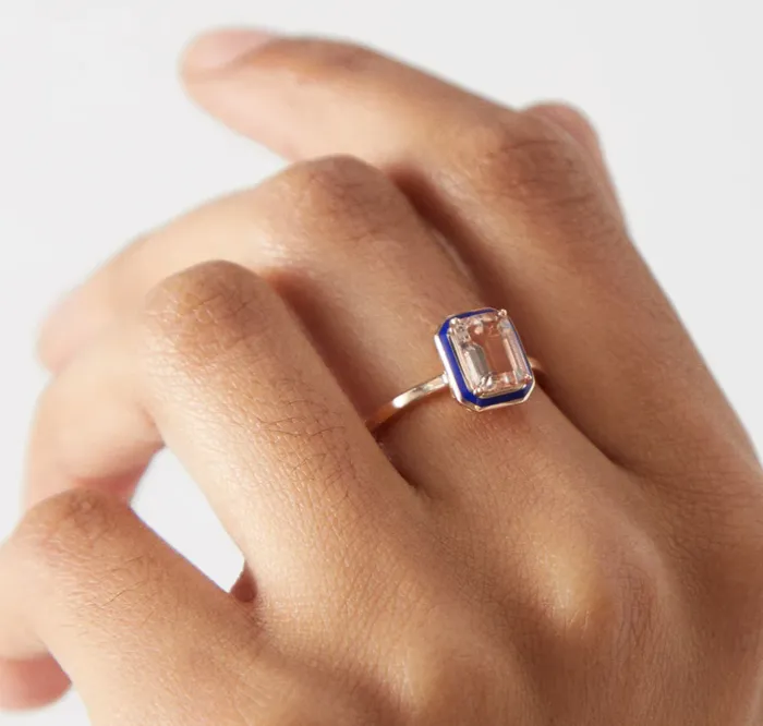 Navy Enamel Morganite Ring Selim Mouzannar Rings