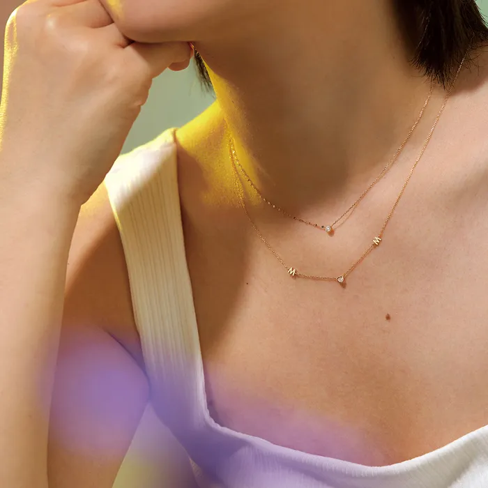 Necklaces AURELIE GI NOLA Diamond Bezel Necklace with Dual Chain